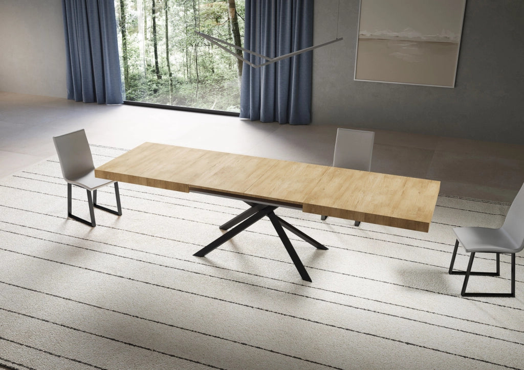 Tavolo allungabile 90x180/440 cm Niketis quercia natura gambe antracite