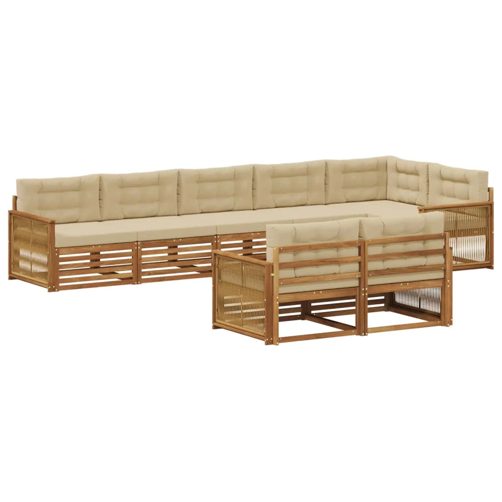 Set di divani da esterno 8 pz Naturale e Beige 3383511