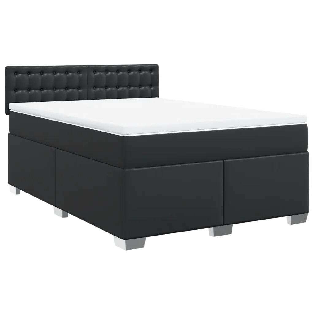 Giroletto a Molle con Materasso Nero 160x200 cm in Similpelle