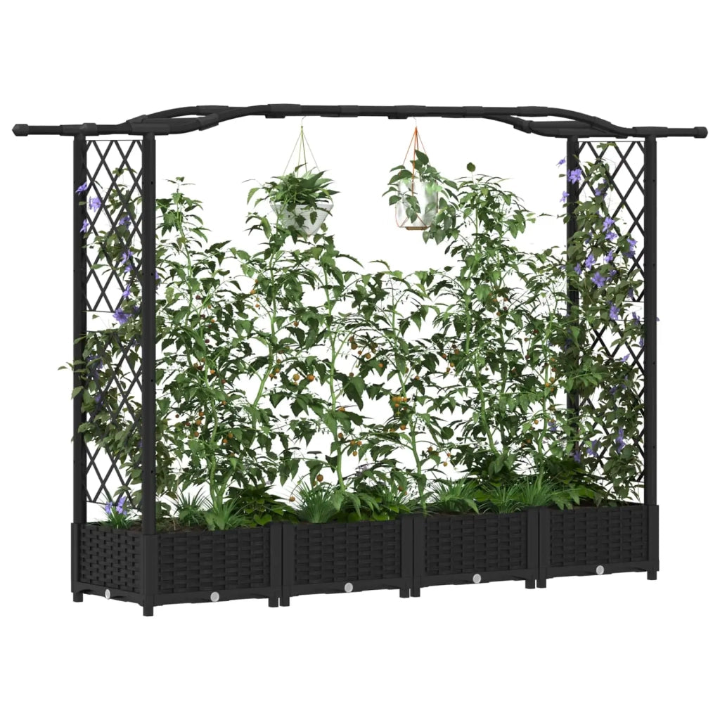 Letto Rialzato con Griglia e Tetto Nero 207 x 40 x 126 cm PP 42032529