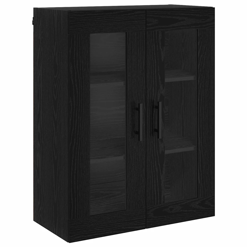 Credenza 2 pz-Set di 2 Buffet-Armadio da cucina Rovere Nero Legno Stratificato e Vetro 777506