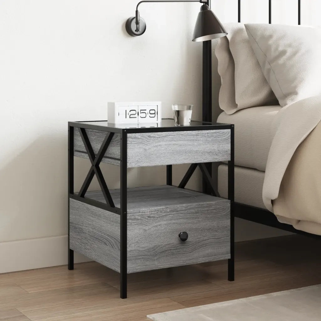 Comodino con LED Infinity Grigio Sonoma 40x40x51 cm 3284104