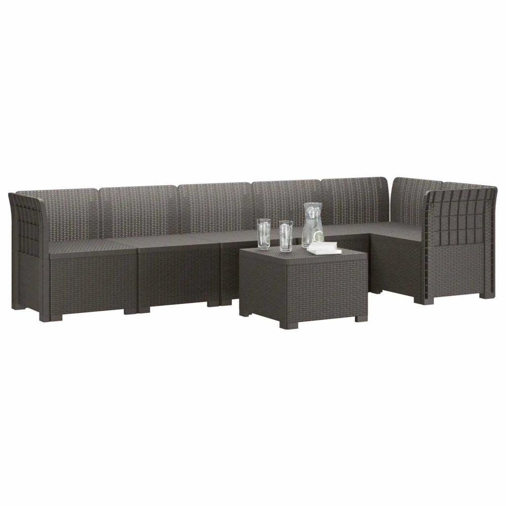Divano da Giardino 6 Posti Aspetto Rattan PP Grigio Chiaro 3444105