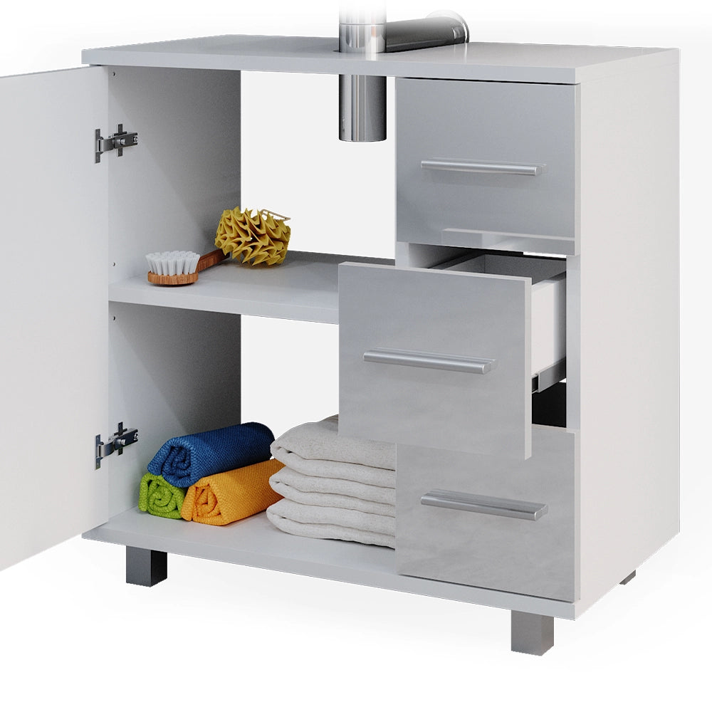 Vicco Set mobili bagno Bianco lucido 2 parti