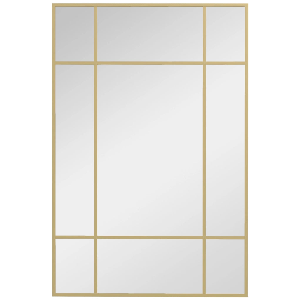 Specchio da Parete Stile Finestra 90x60 cm con Montaggio Verticale e Orizzontale in Vetro Oro
