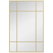 Specchio da Parete Stile Finestra 90x60 cm con Montaggio Verticale e Orizzontale in Vetro Oro