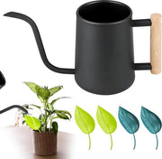 Giocatore indoor nero - secchiello in acciaio inossidabile con lungo scarico - manico di legno confortevole - piante da appartamento piante da interni piante grasso