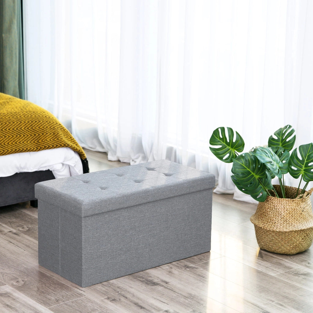 VALORA Pouf Organizer per riporre oggetti, Grigio Chiaro - LSF47G
