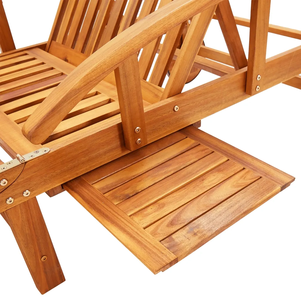 Lettino Prendisole 2pz con Tavolo e Cuscini Massello d'Acacia 3077350