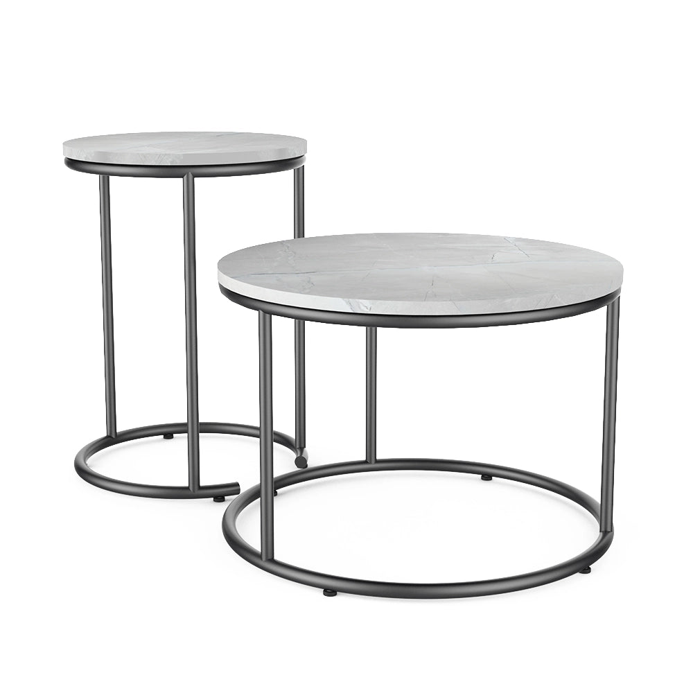 Vicco Set di tavolini da salotto Marmo bianco 55 x 55 cm 2 parti