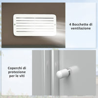 Casetta Box Da Giardino 2,1x1,3m con Prese d'Aria e Doppia Porta Scorrevole in Metallo Marrone