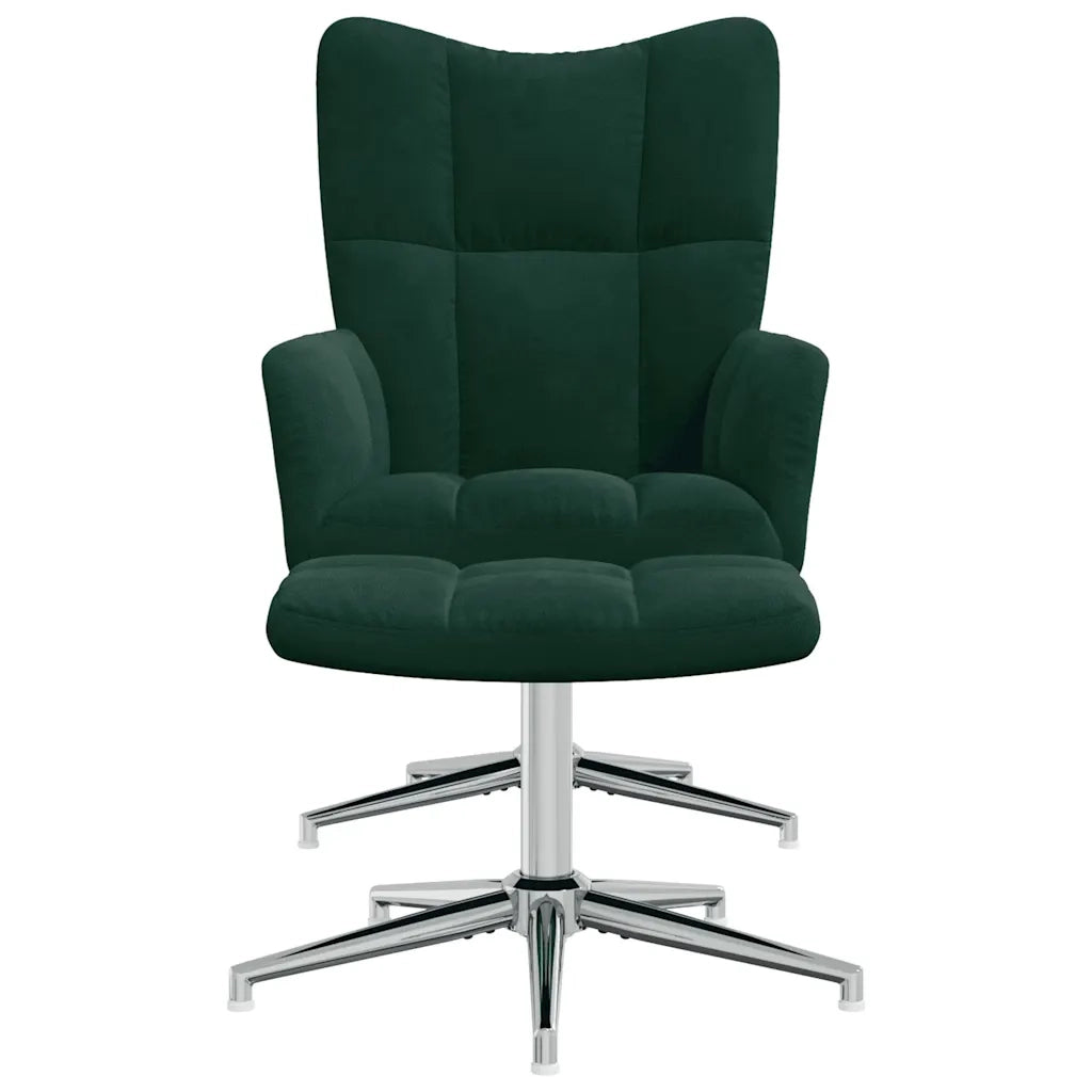 Poltrona Relax con Poggiapiedi Verde Scuro in Velluto 328130
