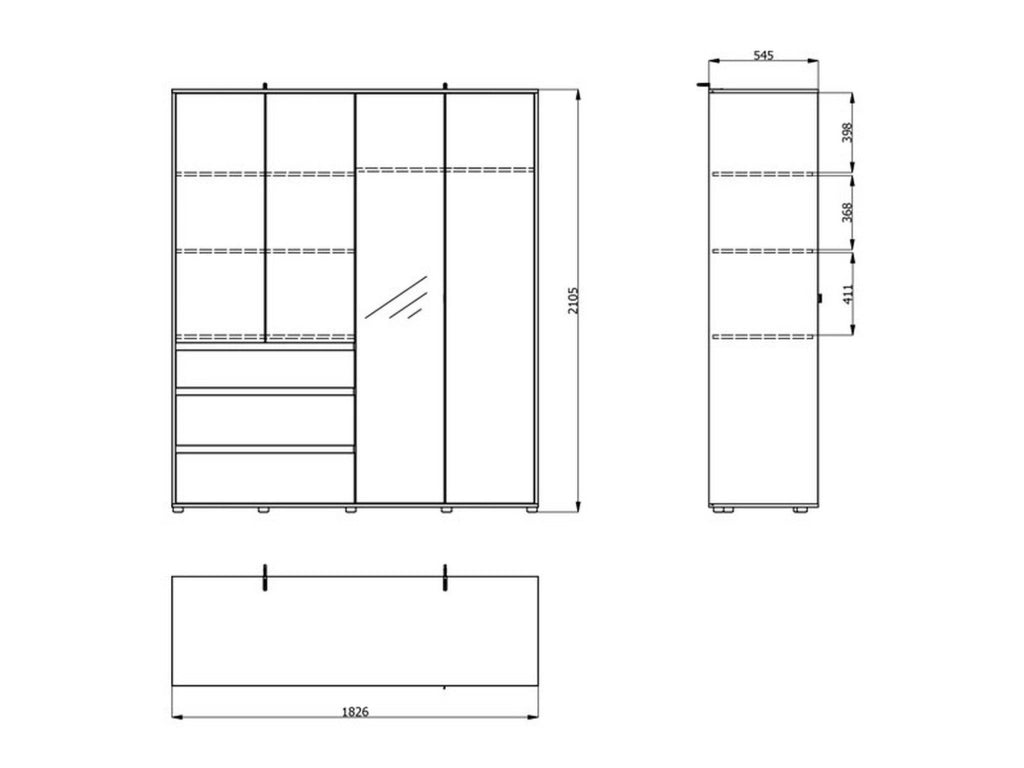 Armadio Camera da Letto Rifreddoo, Guardaroba Grande 4 Ripiani, 183x211h cm Bianco Crema