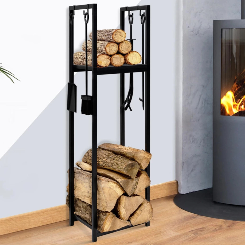 IDMarket - Portatronchi verticale in acciaio nero con accessori e 1 ripiano H.112 CM