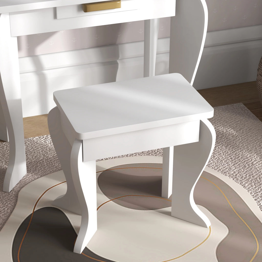 Toeletta per Bambini con Specchio e Sgabello ¨C Xylo ¨C Bianco con Cassetto 3-6 Anni