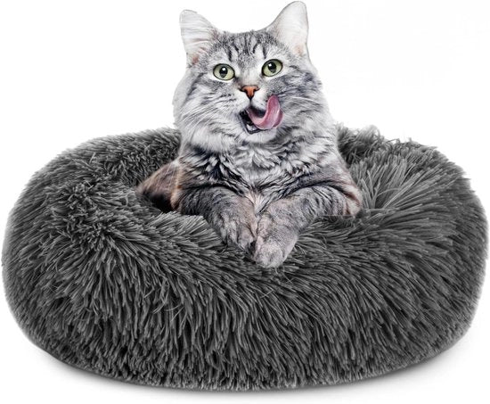 Gatto rilassante da 60 cm, cuscino caldo per gatti di tutte le dimensioni, adatto per l'uso interno, colore grigio scuro