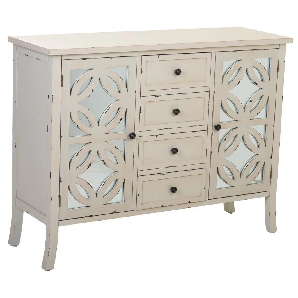 Credenza in legno con vetro bianco 110x37x84h