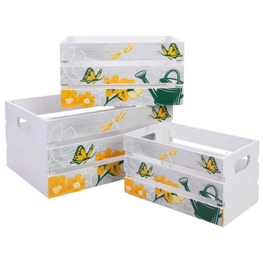 Cassettiera in legno stampata set 3 pz 36x26x18h-31x21x16h-26x16x14h cm