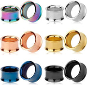 Set di 12 orecchini in acciaio inossidabile | Flare grande doppio | Tunnel di allungamento dei fori | Dimensioni 6 mm - 25 mm