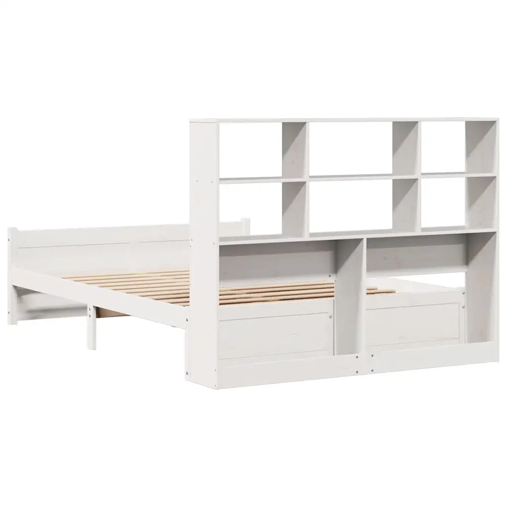 Letto Libreria senza Materasso Bianco 160x200 cm Legno di Pino 3322476