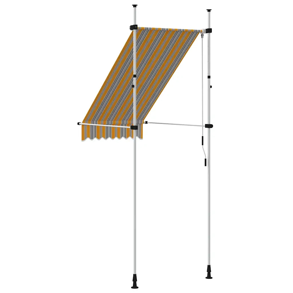 Tenda da Sole Retrattile Manuale-Tenda parasole per Patio 100 cm a Strisce Blu e Gialle