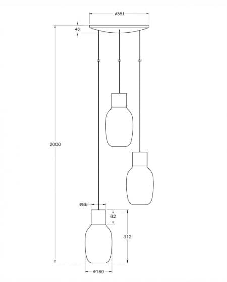 Lampada a Sospensione LED Lapo Ø350mm 36W 3900lm 3000K Dimmerabile a step, Metallo e Vetro Borosilicato Cognac, Classe 1 - 3768-47-365