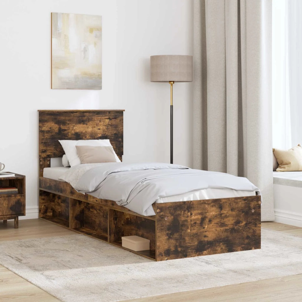 Struttura del letto Rovere fumé 75 x 190 cm Pino massello 3410667