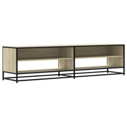 Mobile porta TV in stile industriale con ampio vano contenitore 180,5 x 40 x 46 cm realizzato in legno ingegnerizzato di rovere Sonoma 02_0055618