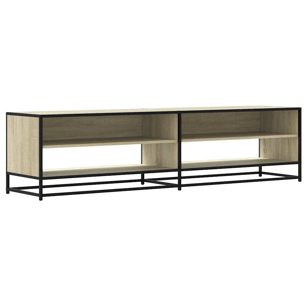 Mobile porta TV in stile industriale con ampio vano contenitore 180,5 x 40 x 46 cm realizzato in legno ingegnerizzato di rovere Sonoma 02_0055618
