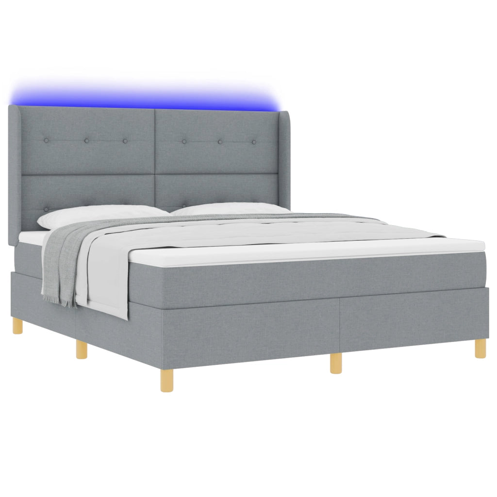 Letto a Molle Insacchettate con Materasso e Luce LED Grigio Chiaro 180x200 cm Tessuto