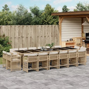 Set da Pranzo da Giardino 17 pz con Cuscini Beige in Polyrattan 3211786