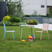 Set di 3 Mobili Etroubles per Bambini Tavolino e 2 Sedie per Esterno e Interno - Verde Salvia/Celeste/Pesca casa.pro