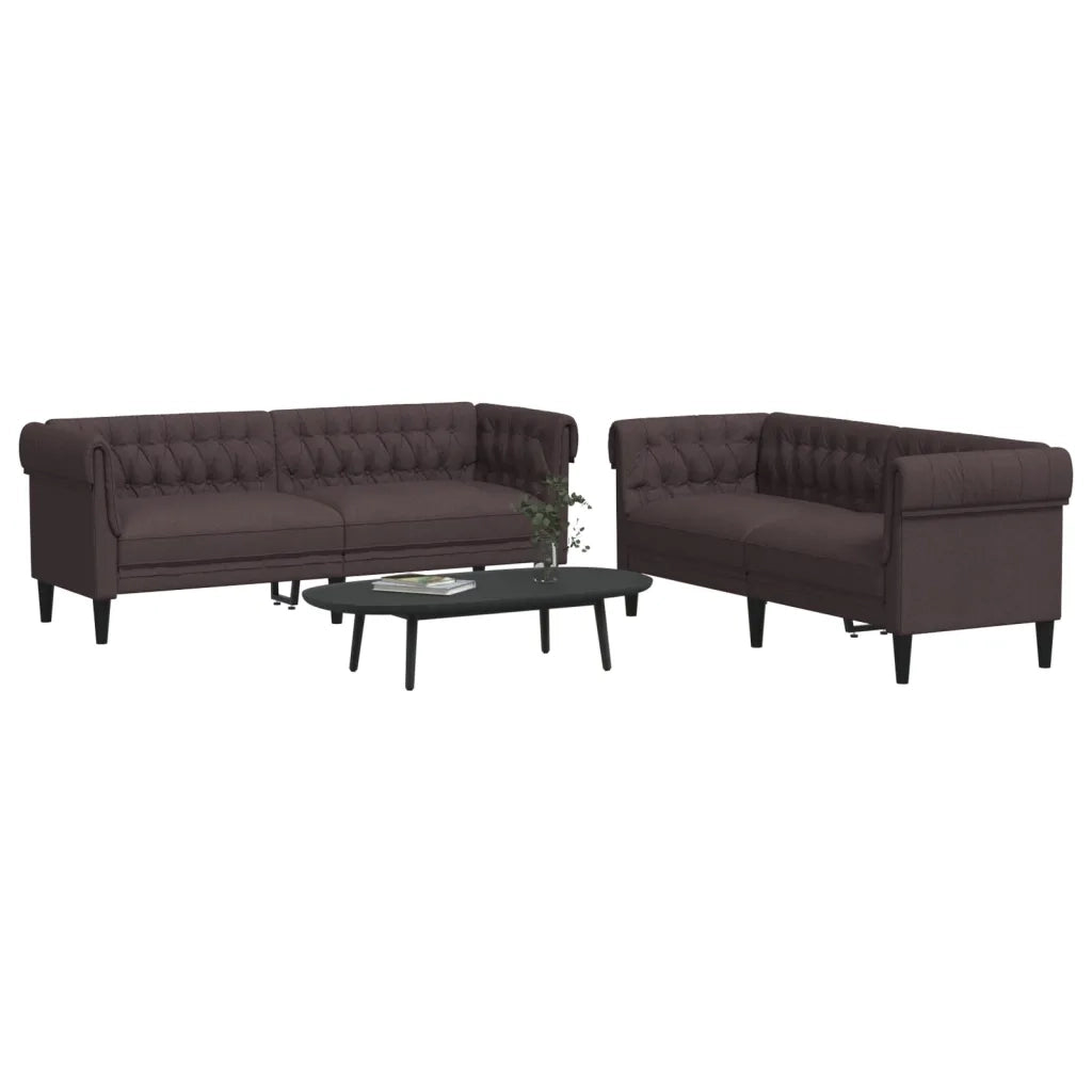 Set di Divani 2 pz Marrone Scuro in Tessuto 3209203