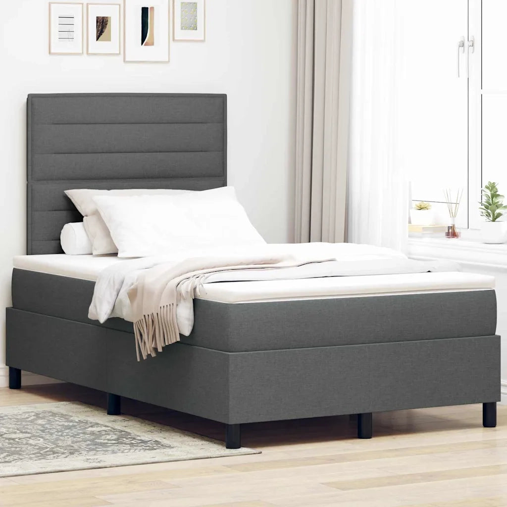 Letto a molle con materasso Grigio scuro 120 x 200 cm Tessuto