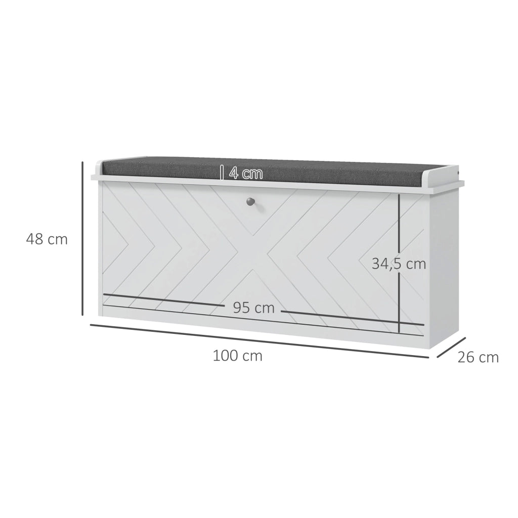 Panca con Scarpiera, Seduta e Ripiano Regolabile ¨C zephmum ¨C 100x48x26 Bianco