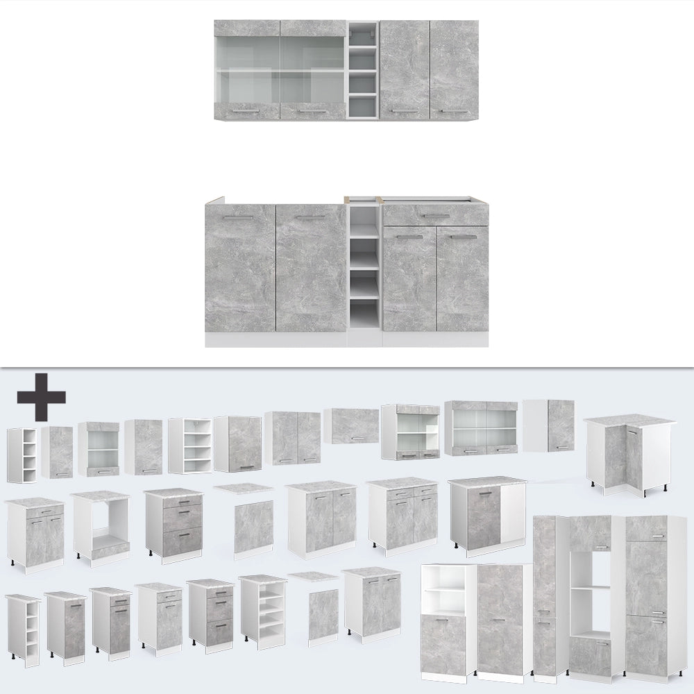 Vicco Cucina completa Cemento/Bianco 160 cm , PL Antracite