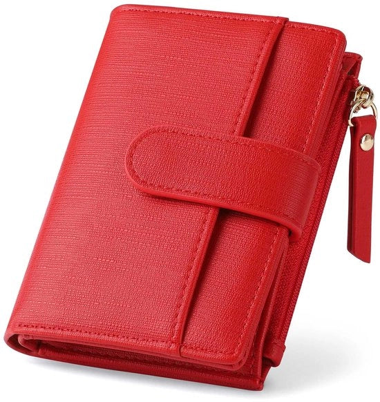 Portafoglio per donna con blocco RFID - 6 slot per carte - finestra ID - chiusura con cerniera - portafoglio multifunzionale - materiale antimagnetico