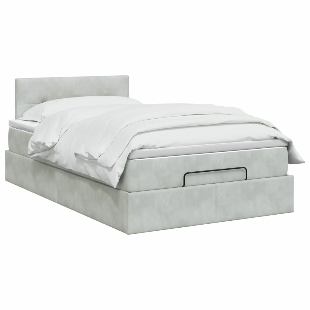 Letto ottomano con materasso Grigio Chiaro 120 x 200 cm Velluto 3456549