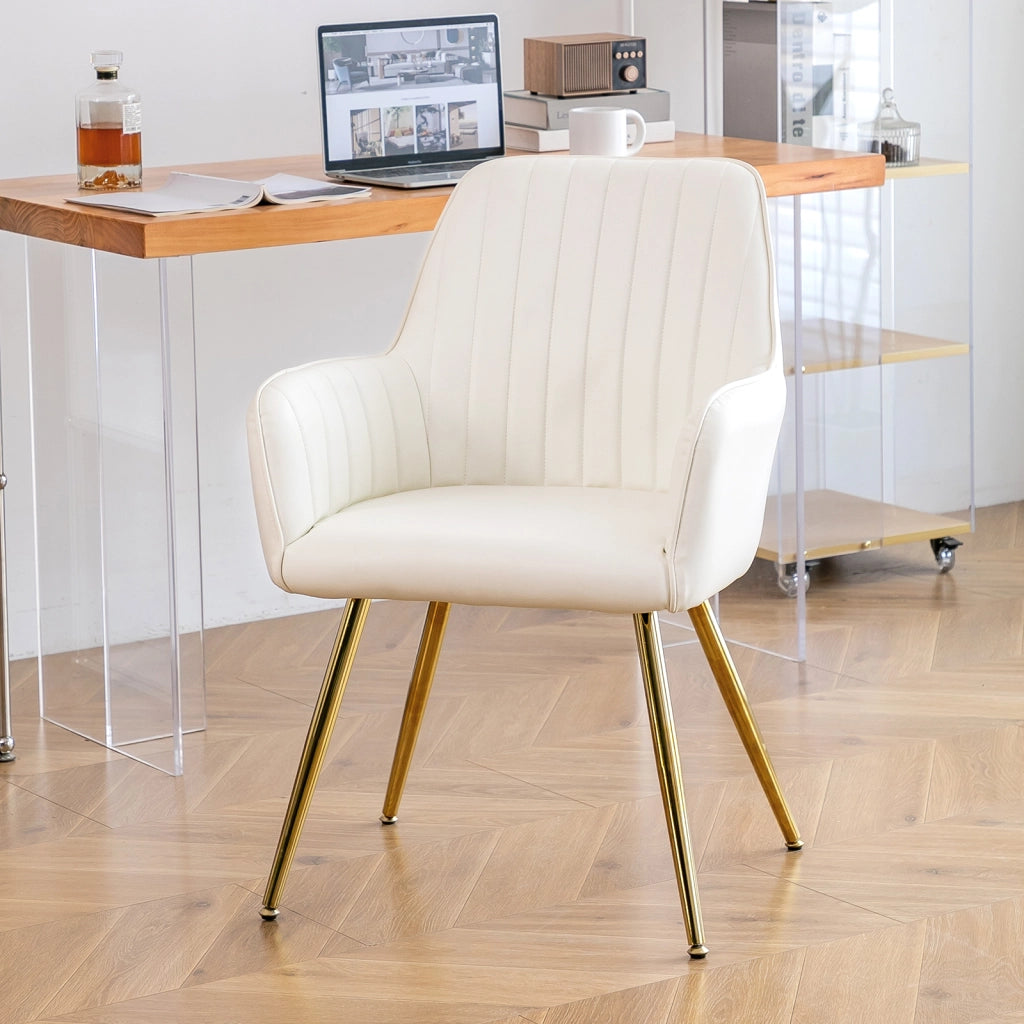 Sedie da Pranzo Set 2 Pezzi con Braccioli ¨C MINIMAL ¨C Tessuto, Gambe in Metallo Dorato