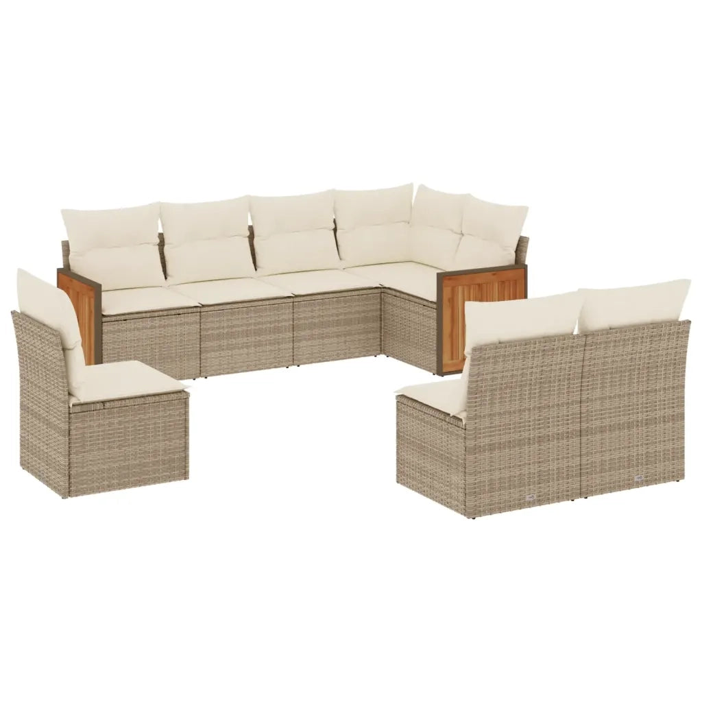 Set Divano da Giardino 8 pz con Cuscini Beige in Polyrattan 3260126