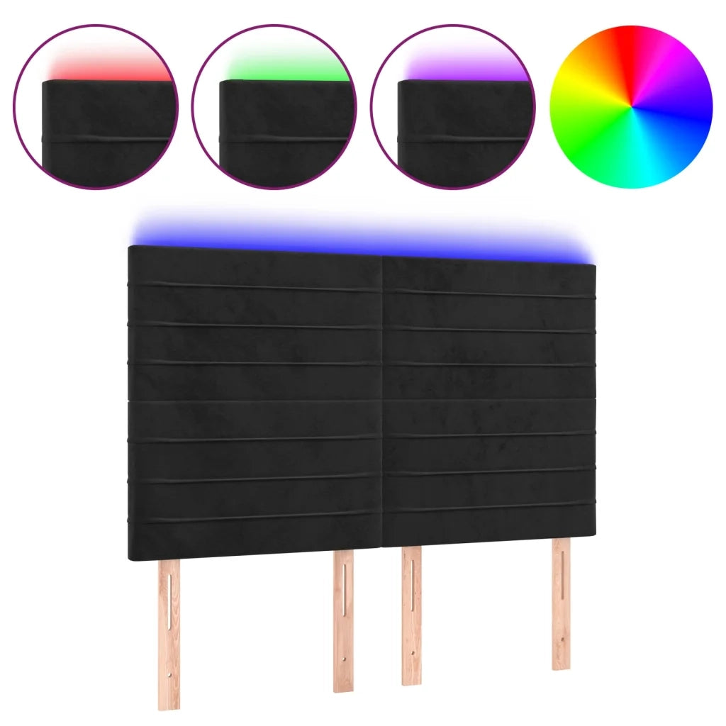 Testiera a LED-Testata con LED Nera 144x5x118/128 cm in Velluto 528628