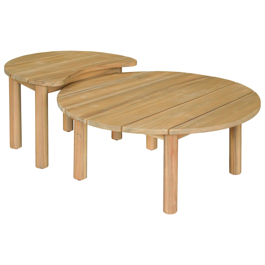 Set di mobili da giardino a 5 posti in acacia con cuscini beige LAGOA