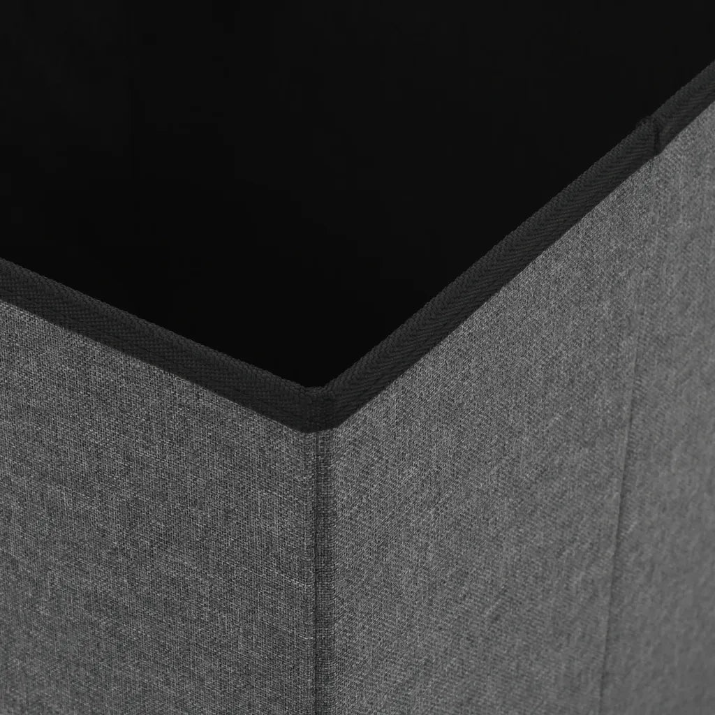 Pouf Pieghevoli con Contenitore 2pz Grigio Scuro in Simil Lino 247079
