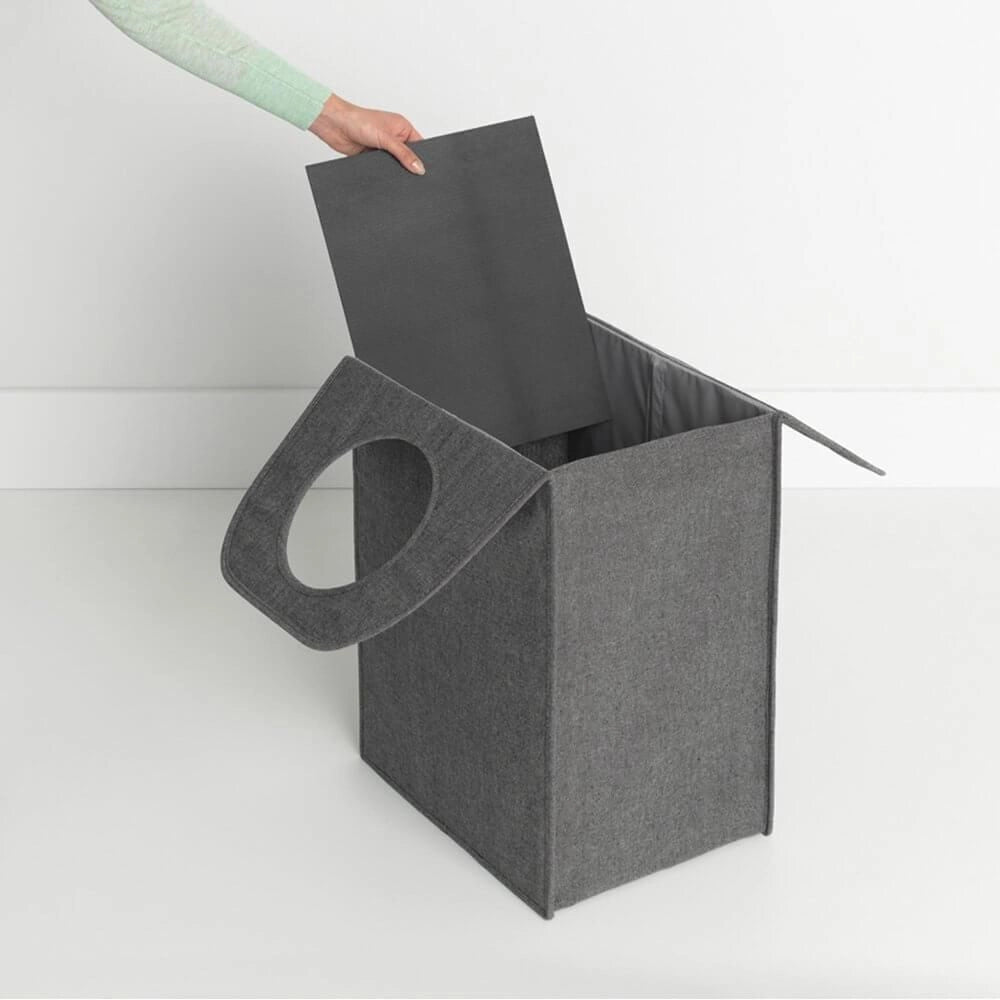Brabantia 120381 Pepper Black Borsa Portabiancheria Rettangolare 55 Litri Apertura Quick-drop Facile da Svuotare Salvaspazio colore Nero