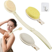 Rugcrème applicatore con lunga lama - Applicatore di rugcrème con testa di spugna e pietra pomata per loofah - Spazzola per corpo per esfoliare o pettinare la pelle secca