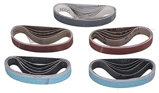 Set di cinture abrasive durature - Set di cinture abrasive - Grana 80/120/240/400/800/1000 - Cintura piatta - Resistente allo scalfito - Per la rimozione della ruggine - Carta vetrificata