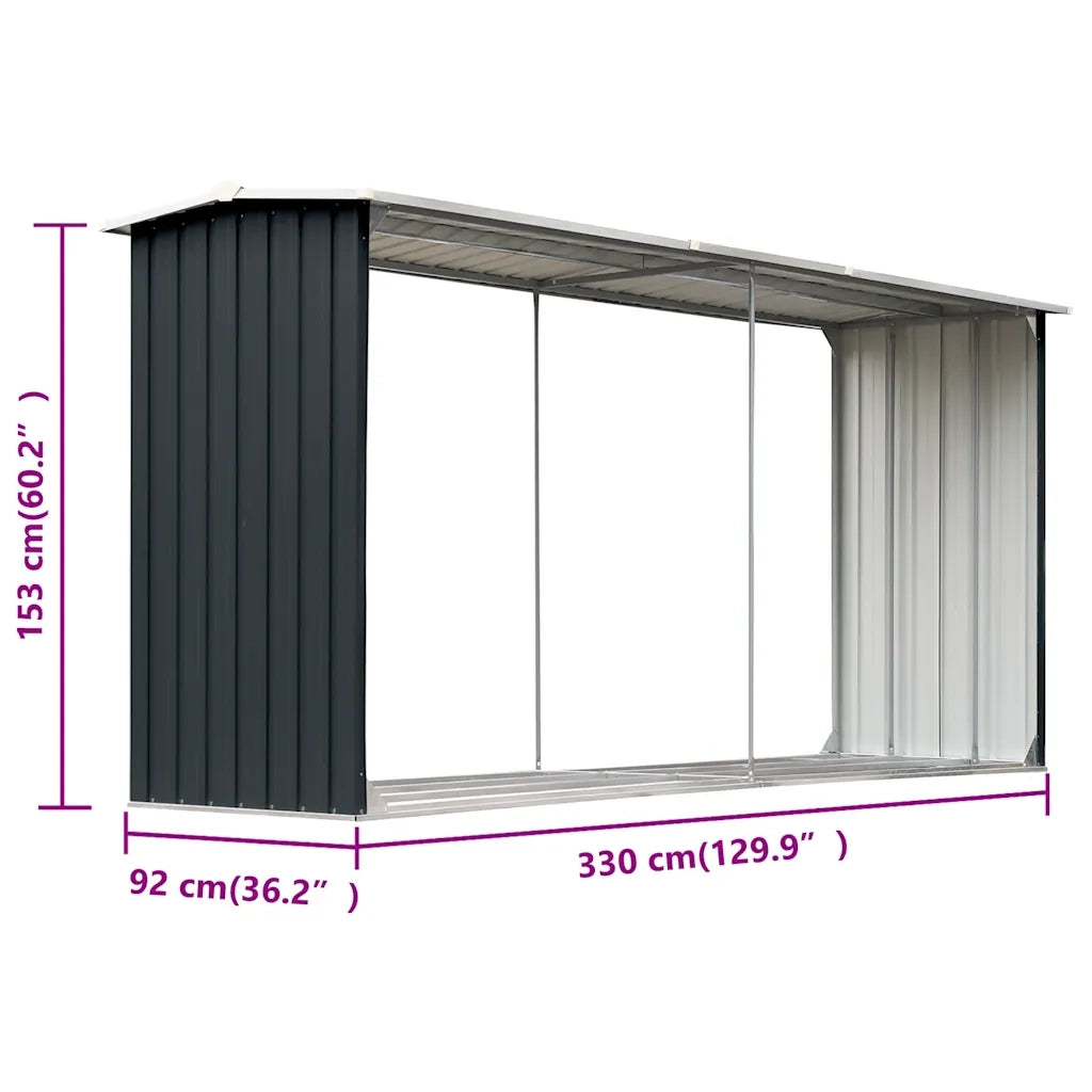 Capannone da Giardino in Acciaio Zincato 330x92x153cm Antracite 47088