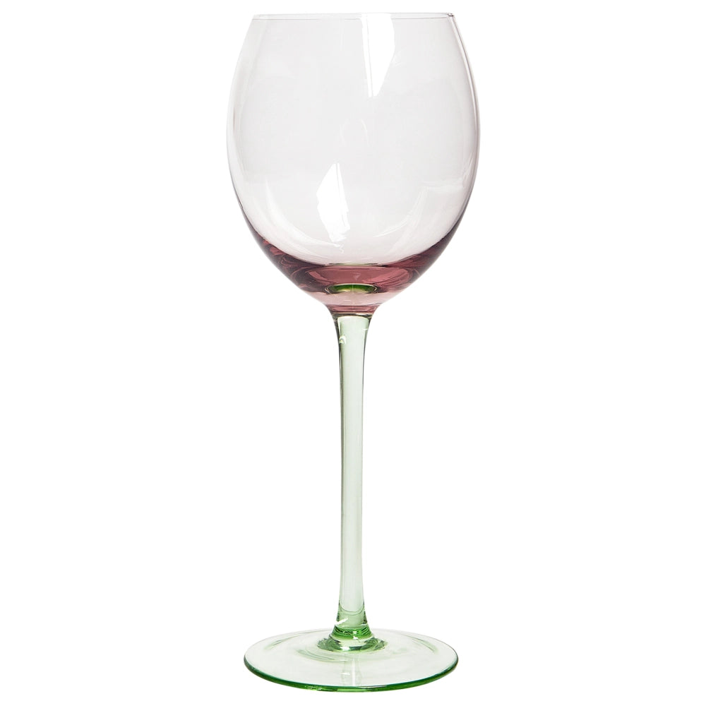 Set di 4 calici da vino in vetro trasparenti rosa e verdi soffiati a mano 36 cl aperitivo cena