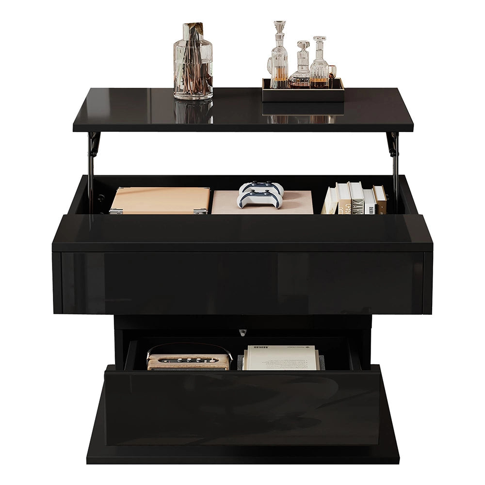 Tavolino geometrico - Xylo - 70x70cm piano girevole nero