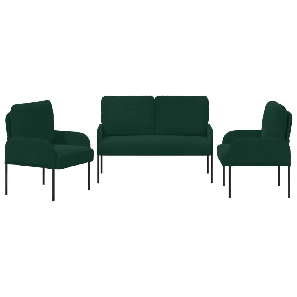 Set divani 3 pcs Verde Scuro 115 x 56 x 80 cm Legno compensato